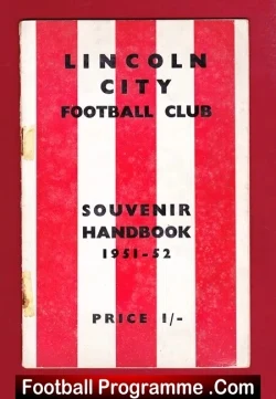 Lincoln City Football Club Official Handbook 1951 - 1952 - football memorabilia