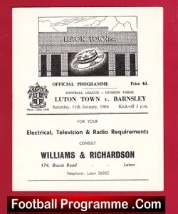 Luton Town v Barnsley 1964 - football programme