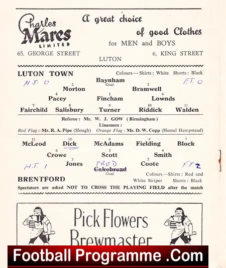 Luton Town v Brentford 1963