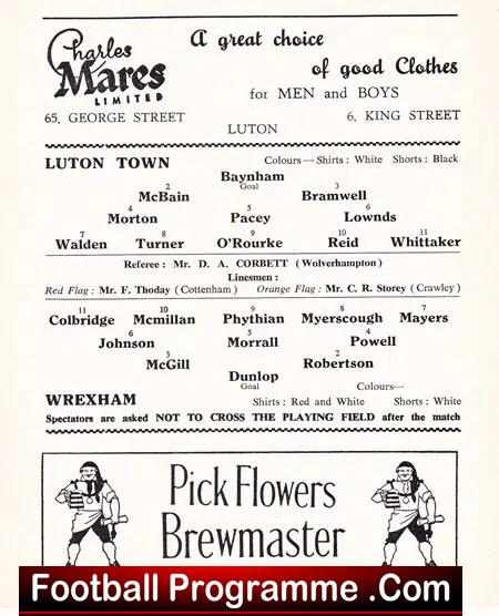 Luton Town v Wrexham 1964