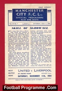Manchester City v Everton 1944 – Wartime Football Programmes