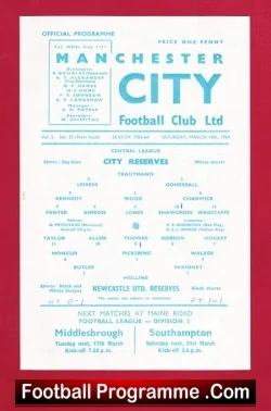 Manchester City v Newcastle United 1964 – Reserves Match