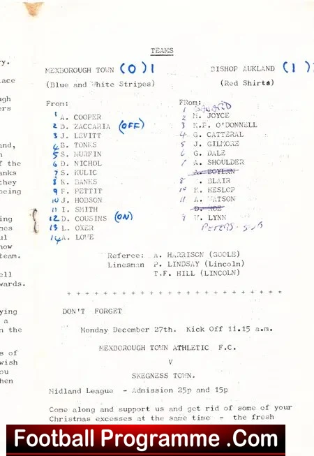 Mexborough Town Athletic v Bishop Auckland 1976 - FA Trophy