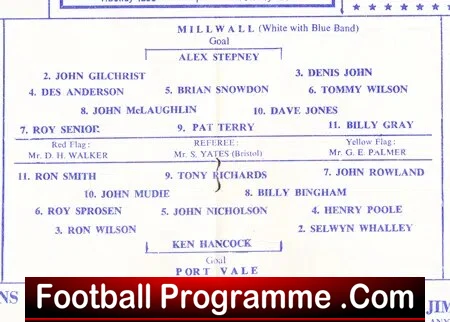 Millwall v Port Vale 1964