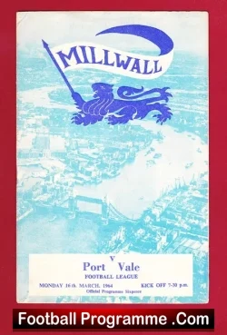 Millwall v Port Vale 1964 - football programme