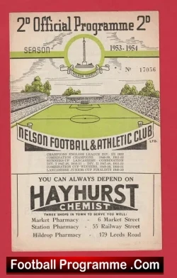 Nelson v New Brighton 1954 – 1950s Programme