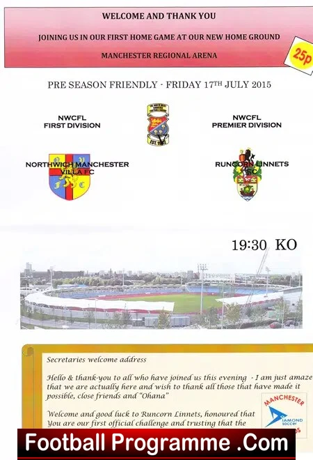 Northwich Manchester Villa v Runcorn Linnets 2015 - Pre Season