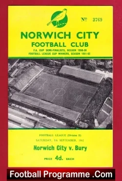 Norwich City v Bury 1962