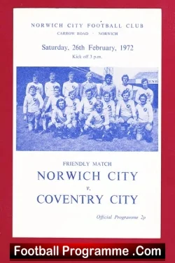 Norwich City v Coventry City 1972 – Friendly Match Carrow Road