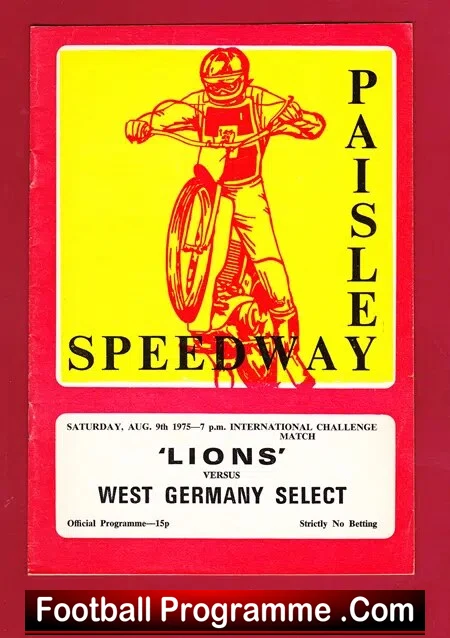 Paisley Speedway v Germany Select 1975 – Scotland