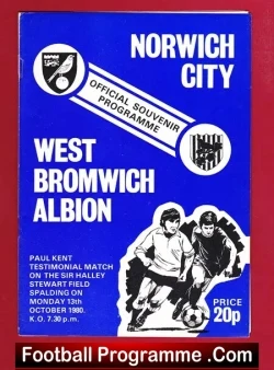 Paul Kent Testimonial Benefit Match Norwich City 1980