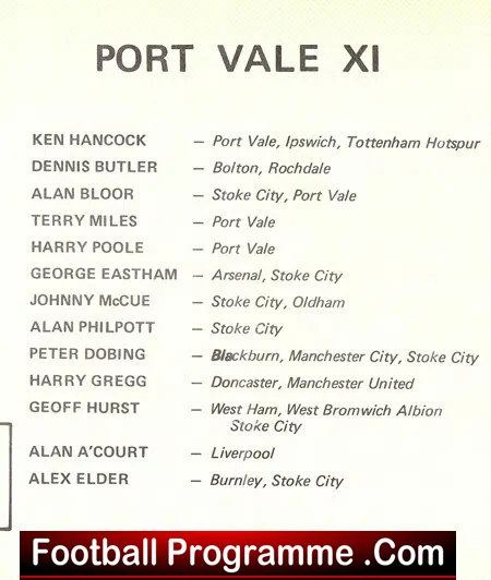 Port Vale v Showbiz X1 1978 - at Burslem + Dennis Waterman