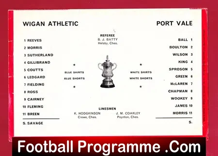 Port Vale v Wigan Athletic 1969 - FA Cup Replay Old Trafford