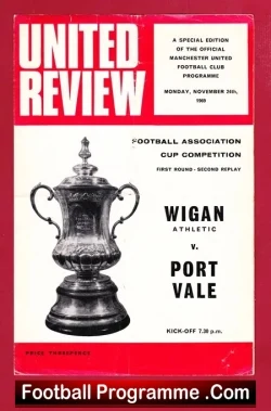 Port Vale v Wigan Athletic 1969 - FA Cup Replay Old Trafford - football programme