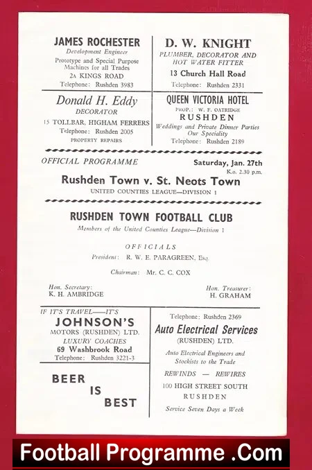 Rushden Town v St Neots Town 1966 ?