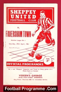 Sheppey United v Faversham Town 1961 - Aetolian League - football programme
