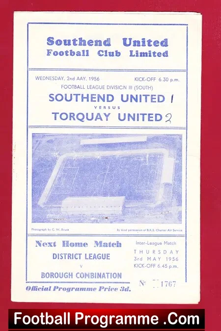 Southend United v Torquay United 1956 – Printers Error