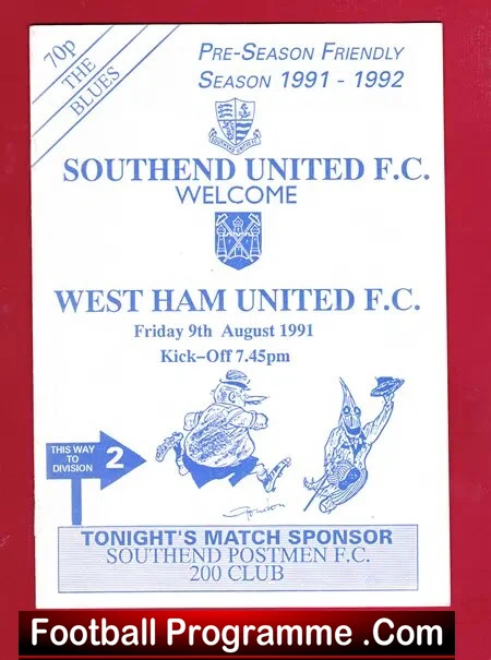 Southend United v West Ham United 1991 - Pre Season Friendly