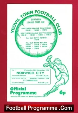 Stuart Housley + Clancy + Clark Testimonial Benefit Match Yeovil - football programme
