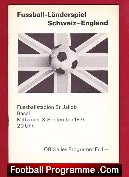 Switzerland v England 1975