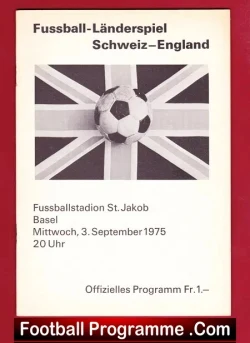 Switzerland v England 1975