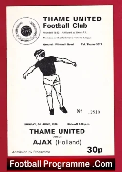 Thame United v Ajax 1976 – Friendly Match Holland Netherlands