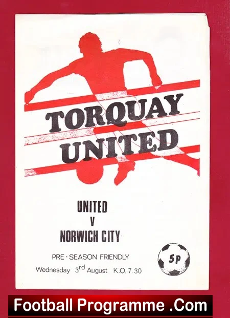 Torquay United v Norwich City 1977 – Pre Season Friendly
