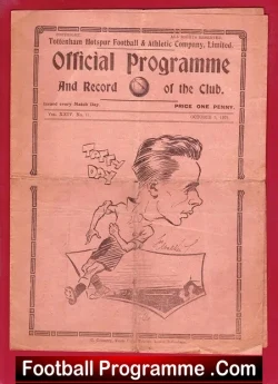 Tottenham Hotspur v Chelsea 1931 – Old 1930’s Programme