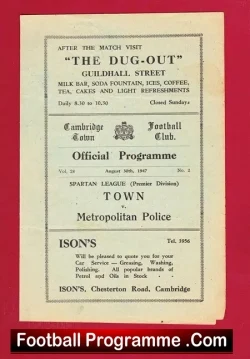 Town v Metropolitan Police 1948 – Spartan League Cambridge Town