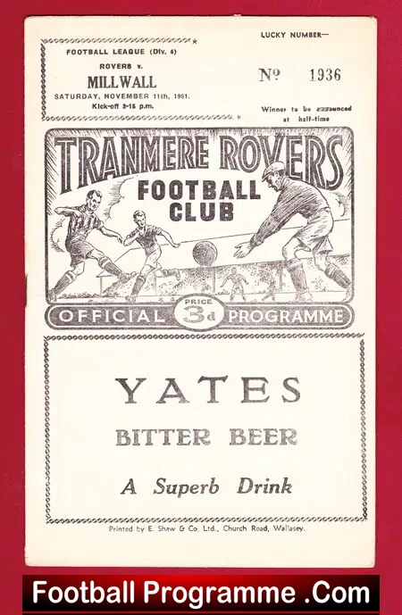 Tranmere Rovers v Millwall 1961