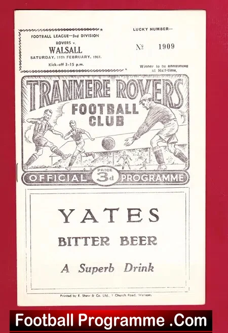 Tranmere Rovers v Walsall 1961