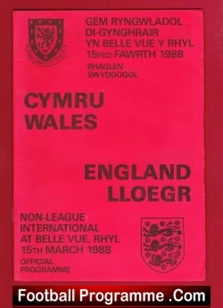 Wales v England 1988 - School Boys at Rhyl - football programme