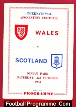 Wales v Scotland 1964 - Ron Yeats & Jimmy Johnstone Debut - football programme