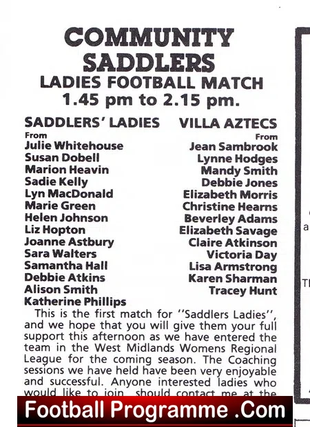 Walsall v Aston Villa 1990 - First Match Bescot Stadium 1st Game