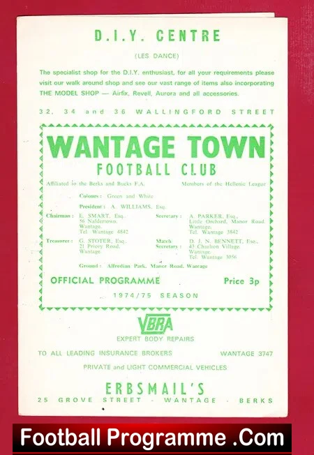 Wantage Town v Thame 1974