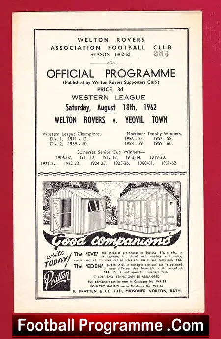 Welton Rovers v Yeovil Town 1962