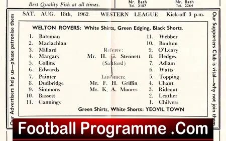 Welton Rovers v Yeovil Town 1962