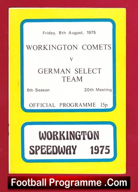 Workington Comets Speedway v Germany Select 1975