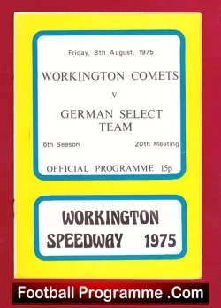 Workington Comets Speedway v Germany Select 1975