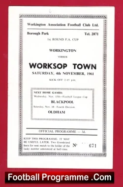 Workington v Worksop Town 1961 – FA Cup