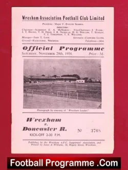 Wrexham v Doncaster Rovers 1958 - football programme