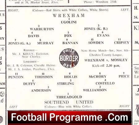 Wrexham v Southend United 1958