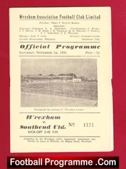 Wrexham v Southend United 1958 - football programme
