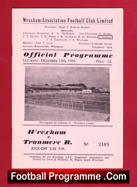 Wrexham v Tranmere Rovers 1958