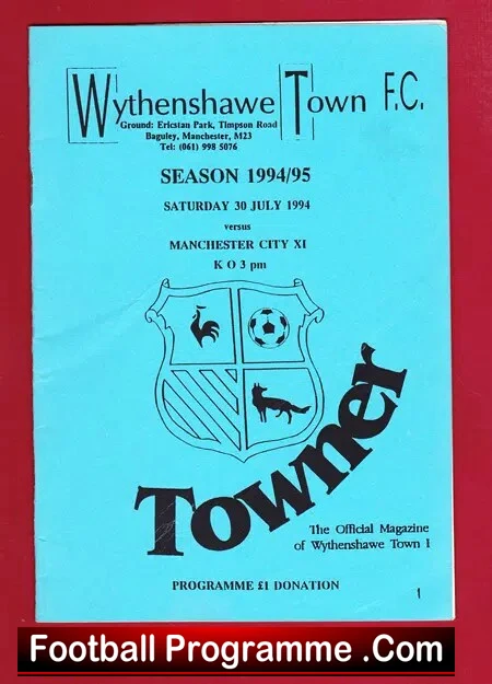 Wythenshawe Town v Manchester City 1994 – Friendly Baguley