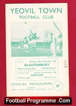 Yeovil Town v Glastonbury 1959