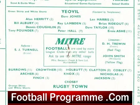 Yeovil Town v Rugby Town 1963