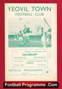 Yeovil Town v Salisbury Town 1959 - football programme