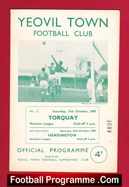 Yeovil Town v Torquay United 1959