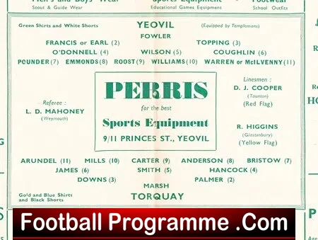 Yeovil Town v Torquay United 1959